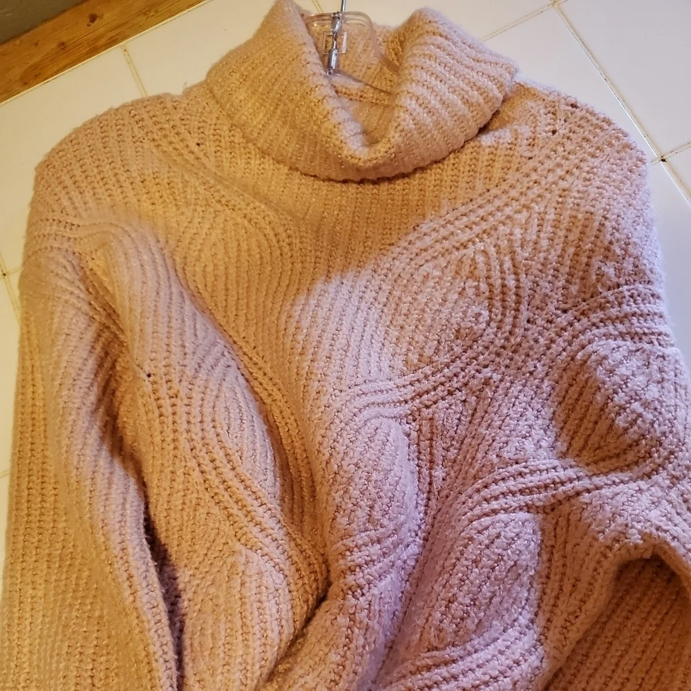 Caslon Pink Turtleneck Sweater Small Chic Cable Knit Cowl Neck New Without Tags - Picture 8 of 14